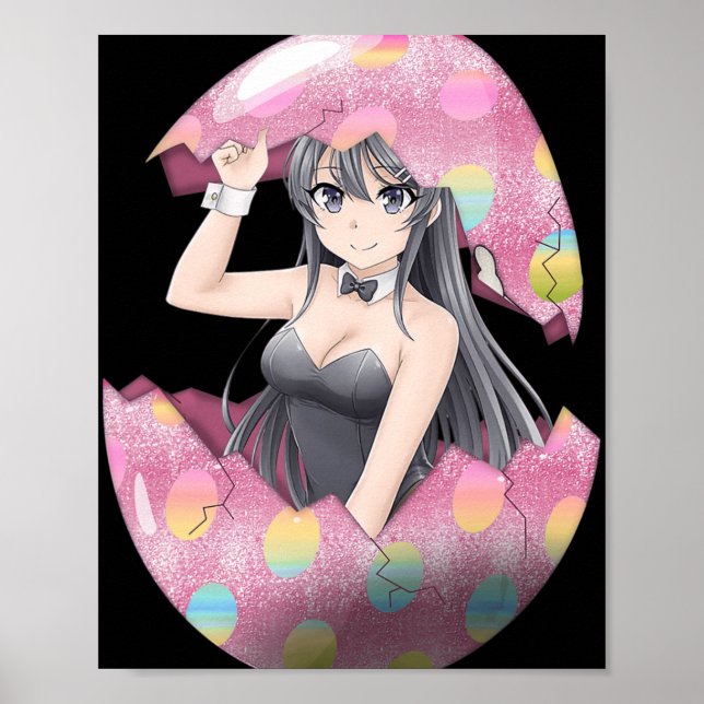 Kawaii Anime Girl Easter Bunny Egg Cute Waifu East Poster (Front)