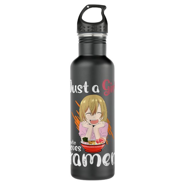 Kawaii Anime Girl Eating Ramen Japanese Noodle Ani 710 Ml Water Bottle (Front)