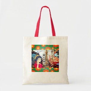 Kawaii Anime Girl & Japan Izakaya Dream Tote Bag