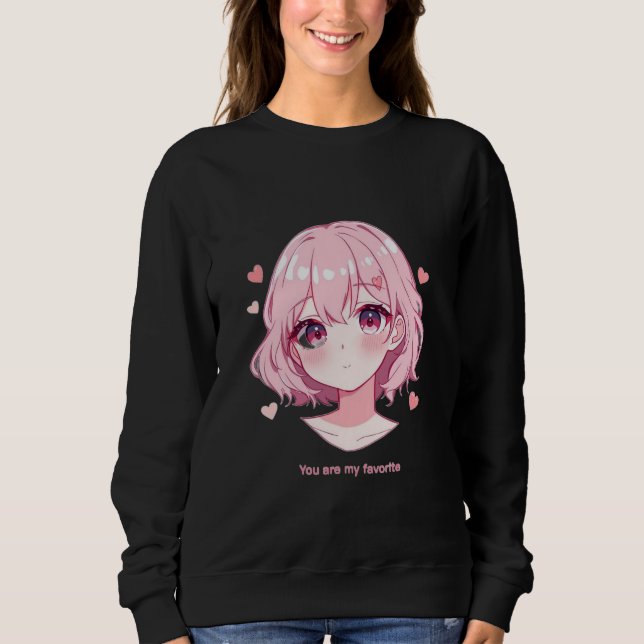Kawaii Anime Girl Valentine Sweatshirt (Front)