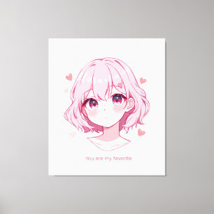 Kawaii Anime Girl Valentine Sweatshirt Canvas Print
