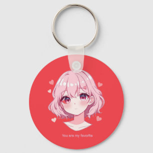 Kawaii Anime Girl Valentine Sweatshirt Key Ring