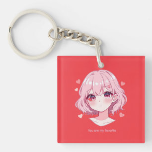 Kawaii Anime Girl Valentine Sweatshirt Key Ring
