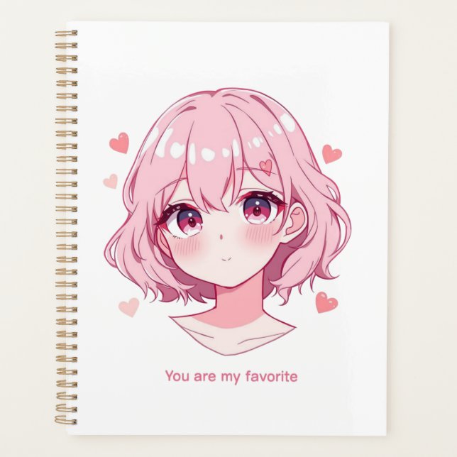 Kawaii Anime Girl Valentine Sweatshirt Planner (Front)