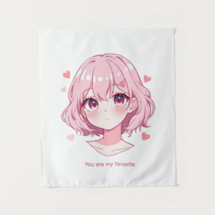 Kawaii Anime Girl Valentine Sweatshirt Tapestry