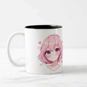 Kawaii Anime Girl Valentine Sweatshirt Two-Tone Coffee Mug