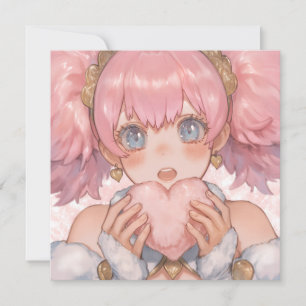 Kawaii Anime Girl with Heart Invitation