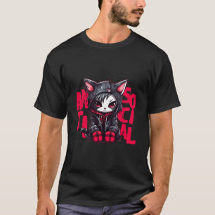 Kawaii Anime Gothic Cat Chibi Antisocial Hera Grun T-Shirt