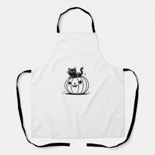 Kawaii Anime Halloween Cat Pumpkin Kids Womens _2 Apron