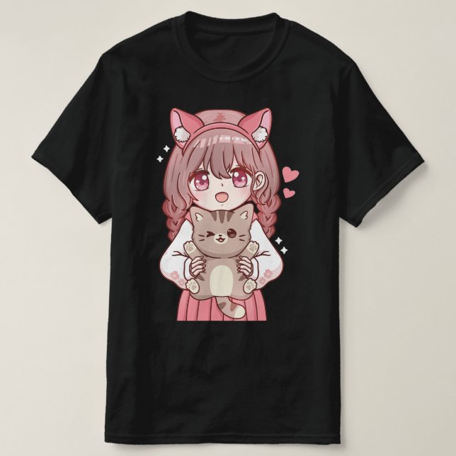Kawaii Anime Kawaii Cat Lover Otaku  T-Shirt (Design Front)