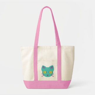 Kawaii Anime Kitty Cat Blue Green Purple Tote Bag