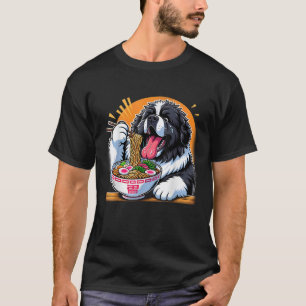 Kawaii Anime Landseer Newfoundland Dog Ramen  T-Shirt
