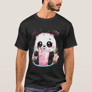 Kawaii Anime Panda Drinks Boba Tea Bubble Cherry B T-Shirt