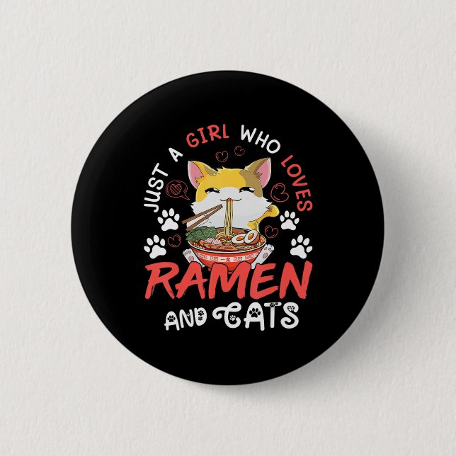 Kawaii Anime Ramen Cat Japanese Food Girls Officia 6 Cm Round Badge (Front)