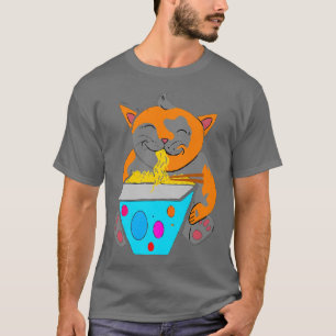Kawaii Anime Ramen Kitty Cat Japanese Noodles  T-Shirt