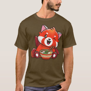 Kawaii Anime RedPanda Eating Ramen Noodles  T-Shirt