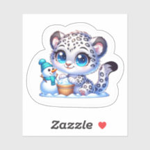 Kawaii Anime Snow Leopard Kid's Sticker 