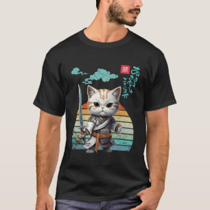 Kawaii Anime Squad Samurai Kitten Ninja Cat T-Shirt