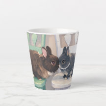Kawaii Anime Two Bunnies Latte Mug