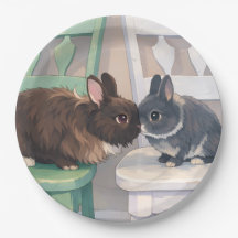 Kawaii Anime Two Bunnies Paper Plates