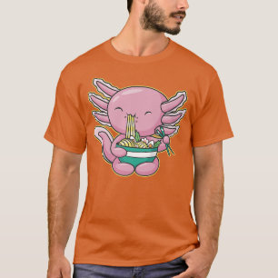 Kawaii Aolotl Cute Eating Ramen Noodles Anime Otak T-Shirt