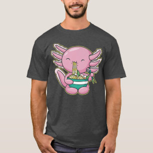 Kawaii Aolotl Cute Eating Ramen Noodles Anime Otak T-Shirt
