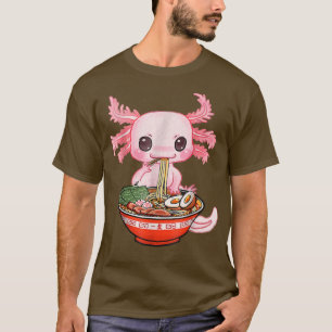 Kawaii Aolotl Eating Ramen Noodles Anime Gift Girl T-Shirt