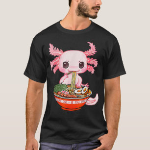 Kawaii Aolotl Eating Ramen Noodles Anime Gift Girl T-Shirt