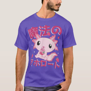 Kawaii Aolotl Strawberry Milk Shake Japanese Anime T-Shirt
