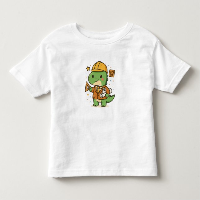 Kawaii  Architect Dinosaur – Cute Dino Jobs Toddler T-Shirt (Front)