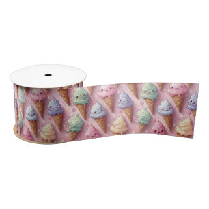Kawaii Art Ice Cream Cones Satin Ribbon