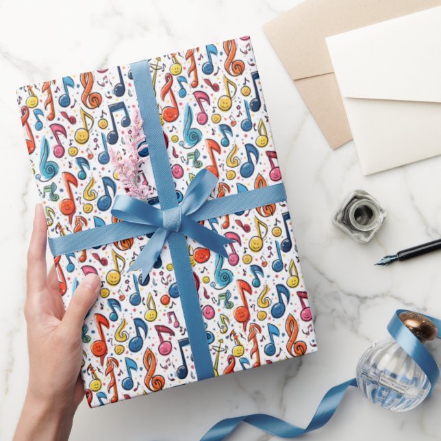 Kawaii Art Musical Notes Abstract Wrapping Paper (Gifting)