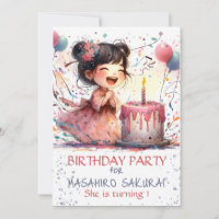 Kawaii Asian girl 1st Birthday cake candells name