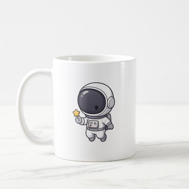 Kawaii Astronaut Holding Star Mug (Left)