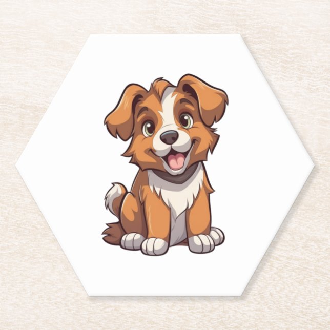 Kawaii Australian Shepherd Puppy   Paper Coaster (Front)