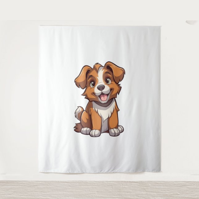 Kawaii Australian Shepherd Puppy   Tapestry (Front)