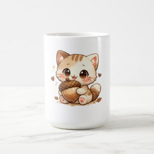 Kawaii Autumn Acorn Kitty – Cute Fall Cosy Cat Coffee Mug