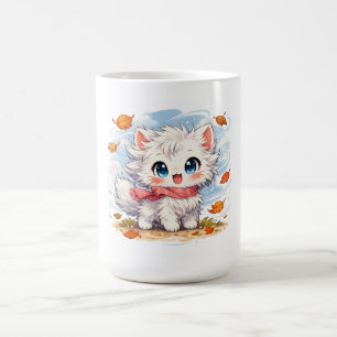 Kawaii Autumn Breeze Kitty – Cute Cosy Fall Cat Coffee Mug