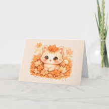 Kawaii Autumn Leaf Kitty – Cosy Fall Cat 
