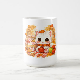 Kawaii Autumn Picnic Kitty – Cute Fall Cosy Cat Coffee Mug