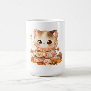 Kawaii Autumn Sweater Kitty – Cosy Fall Tea Cat Coffee Mug