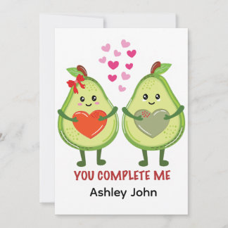 Kawaii Avocado Couple You Complete Me Thank You Card