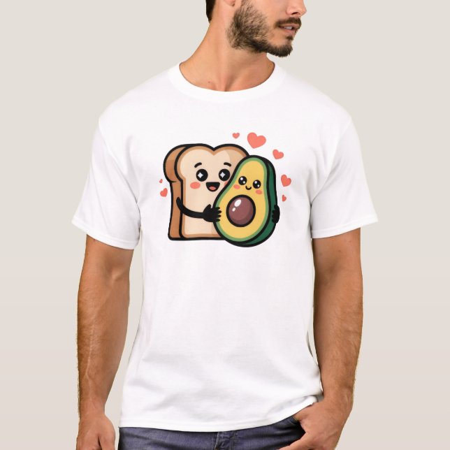 Kawaii Avocado, Cute Avocado Toast, Smiling Foodie T-Shirt (Front)