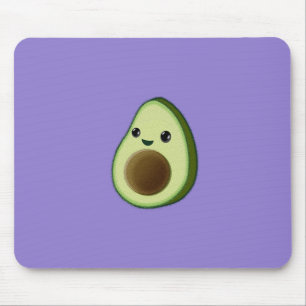 Kawaii Avocado Drawing Custom Purple Mouse Pad