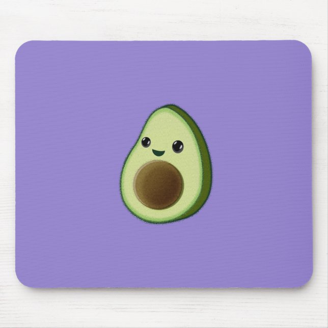 Kawaii Avocado Drawing Custom Purple Mouse Pad (Front)