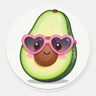 Kawaii Avocado Heart Sunglasses Sticker