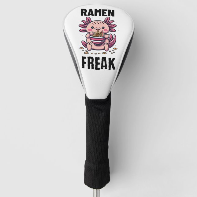 Kawaii Axalotl eating Ramen Golf Head Cover (Front)