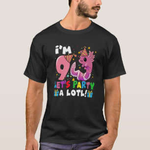 Kawaii Axolotl 9Th Birthday Gift 9 Years Old Girl T-Shirt