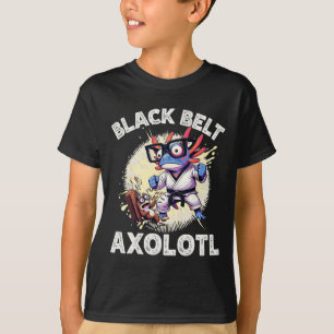 Kawaii Axolotl Black Belt Karate Kickboxing Martia T-Shirt