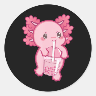 Kawaii Axolotl Boba Bubble Tea Teen Girl Kids Japa Classic Round Sticker